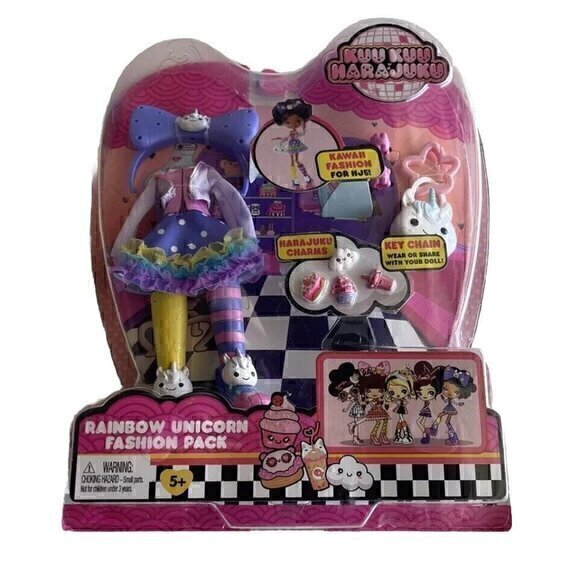 KUU KUU HARA JUKU Rainbow Unicorn Fashion Pack Mattel Girl Clothes Change NEW - Picture 1 of 6